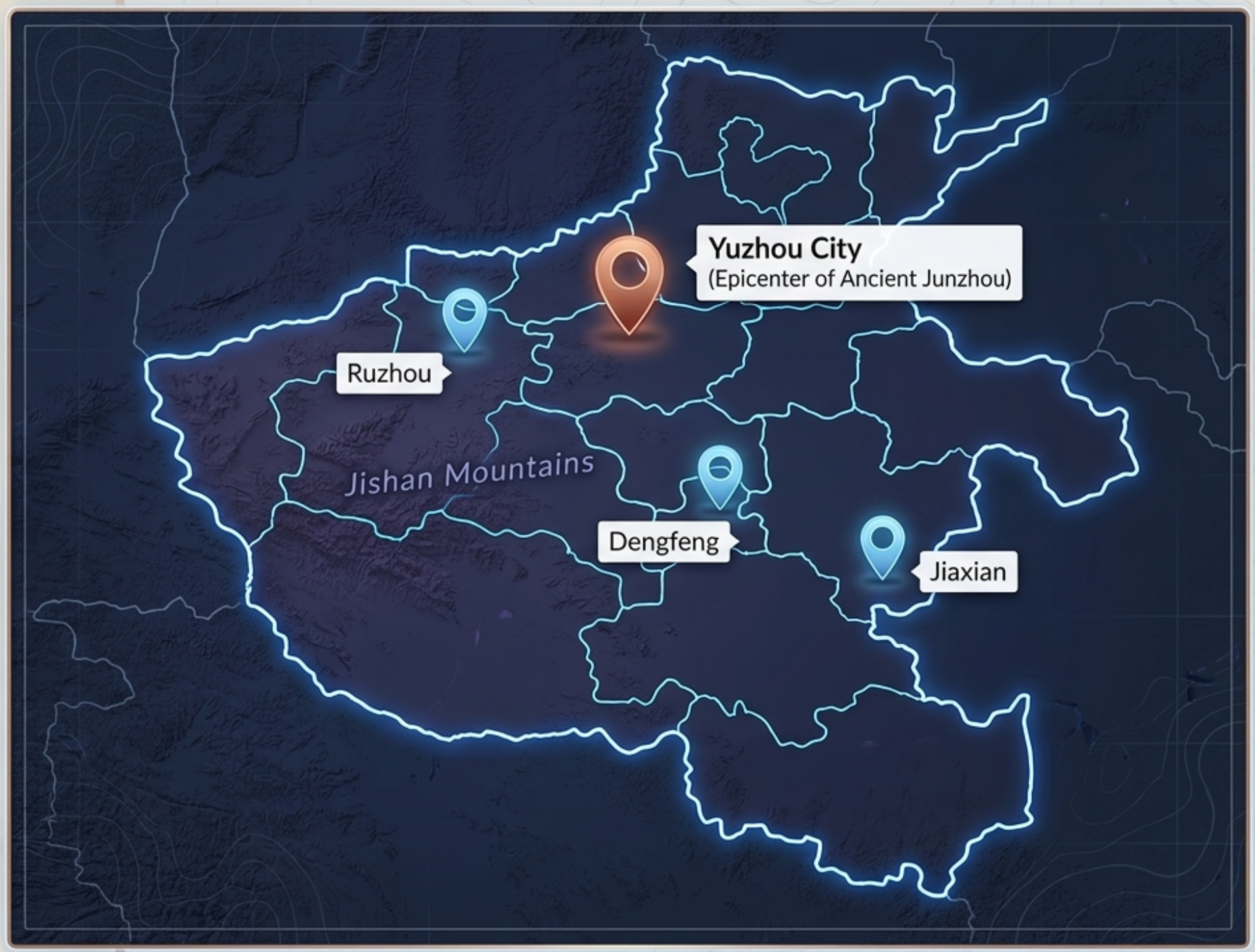 Map of Henan Province showing Yuzhou City, the birthplace of Jun ware