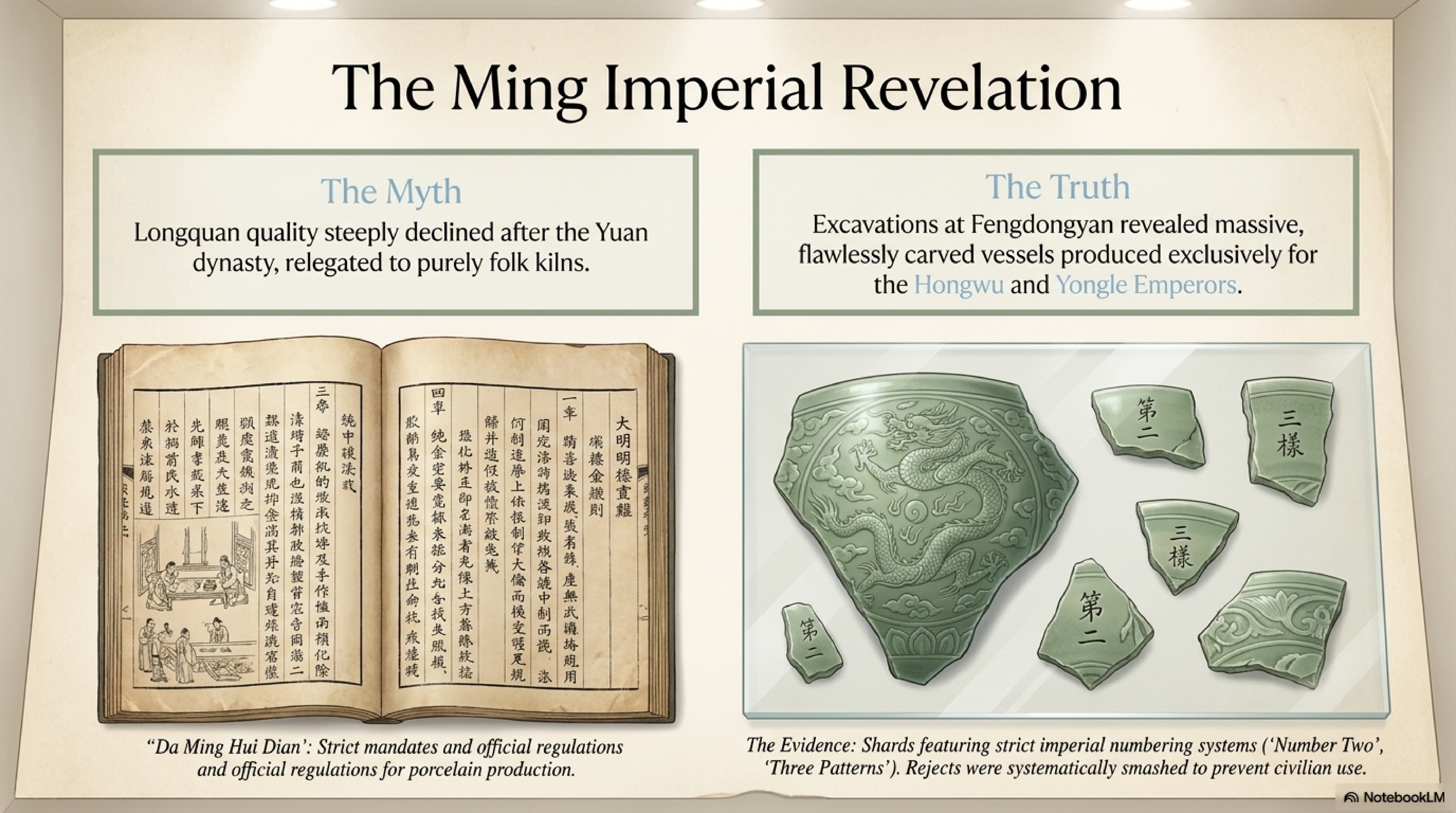 The Ming Imperial Revelation — excavations at Fengdongyan showing massive carved vessels produced exclusively for the Hongwu and Yongle emperors, disproving the myth of Ming decline
