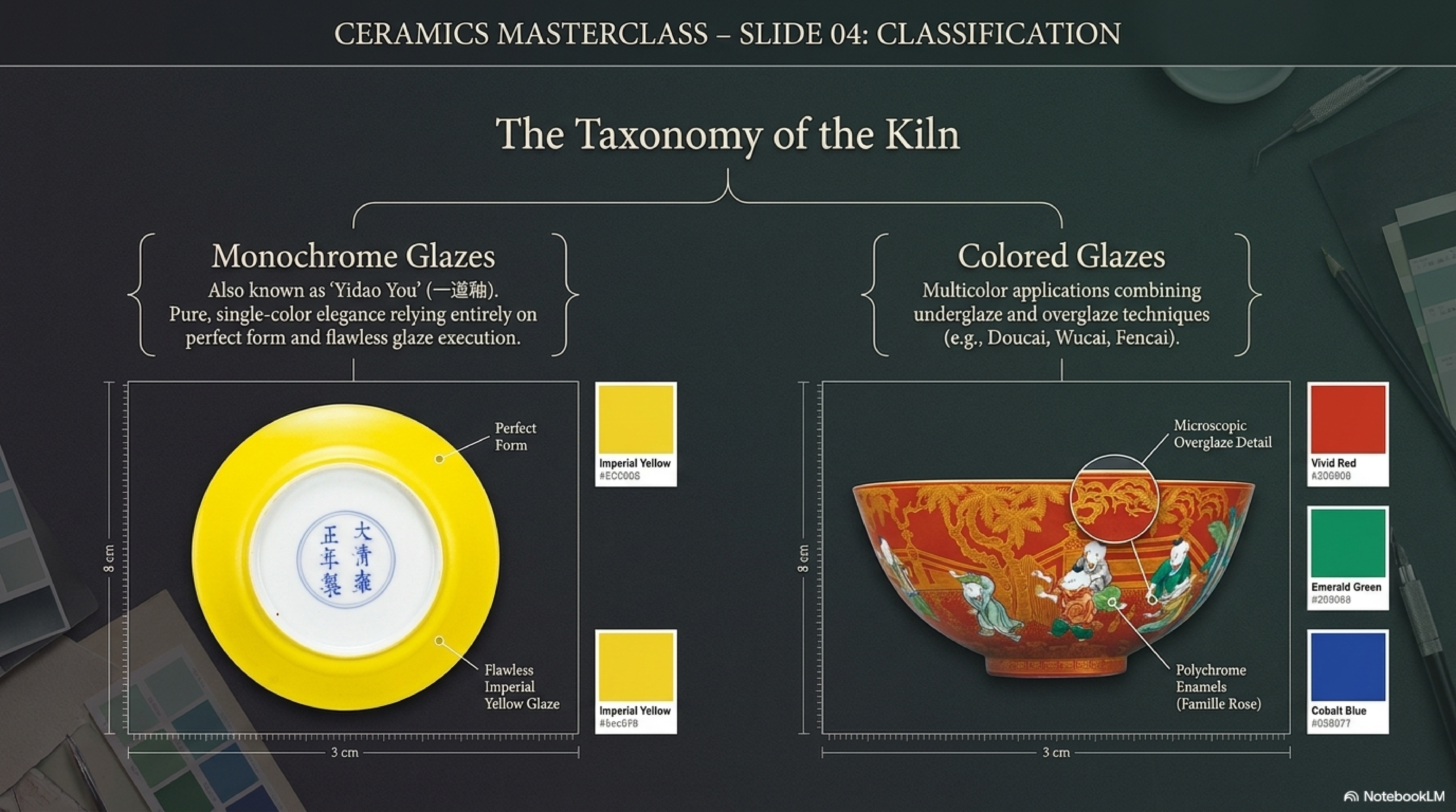 Ming Xuande three great prototypes — 甜白, 祭红 and 祭蓝 shown together, the canonical foundation of Chinese monochrome glaze tradition